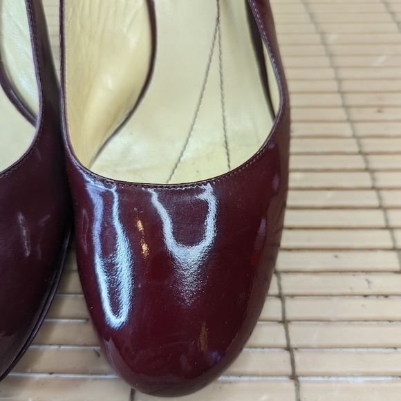 Authentic Kate Spade New York Burgandy Merlot Patent Leather Sling Back Shoes wo - Picture 5 of 11